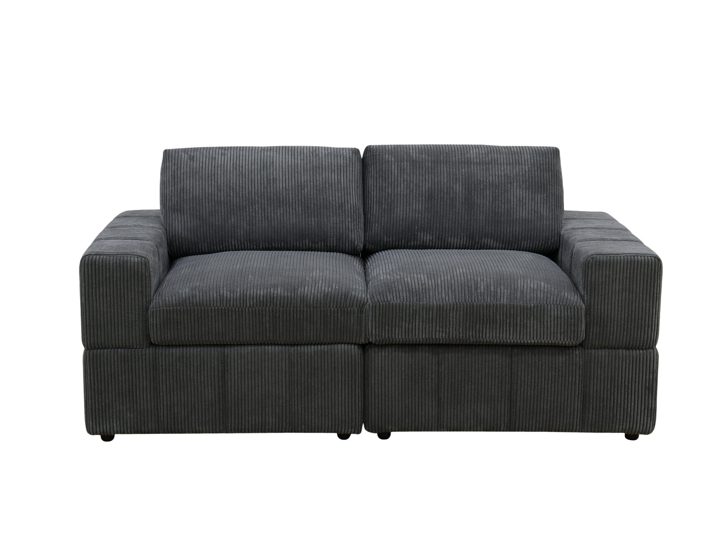 Dark Grey Corduroy 6-Piece Living Room Sofa Set