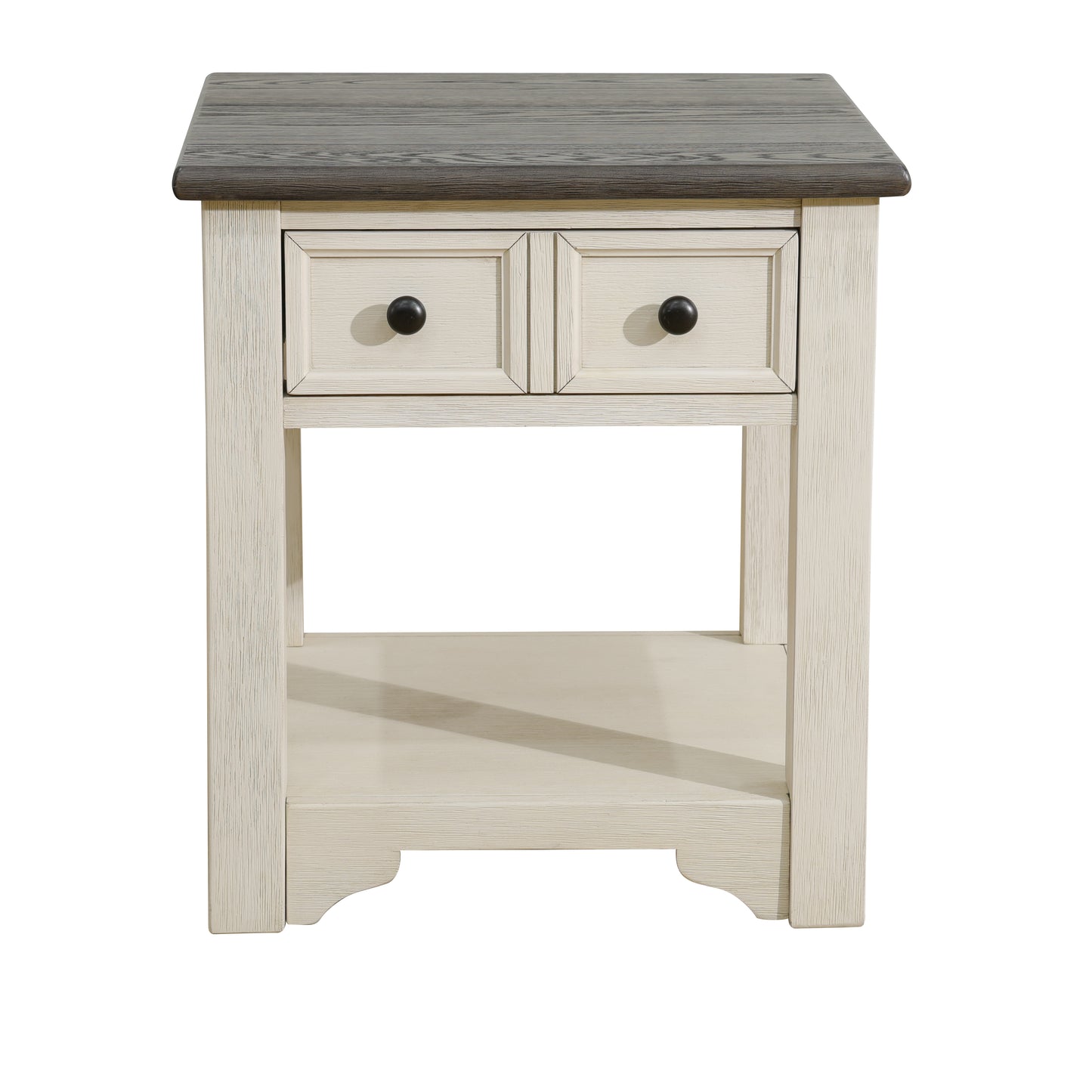 Dark Grey MDF Top and White Oak Drawer Living Room End Table