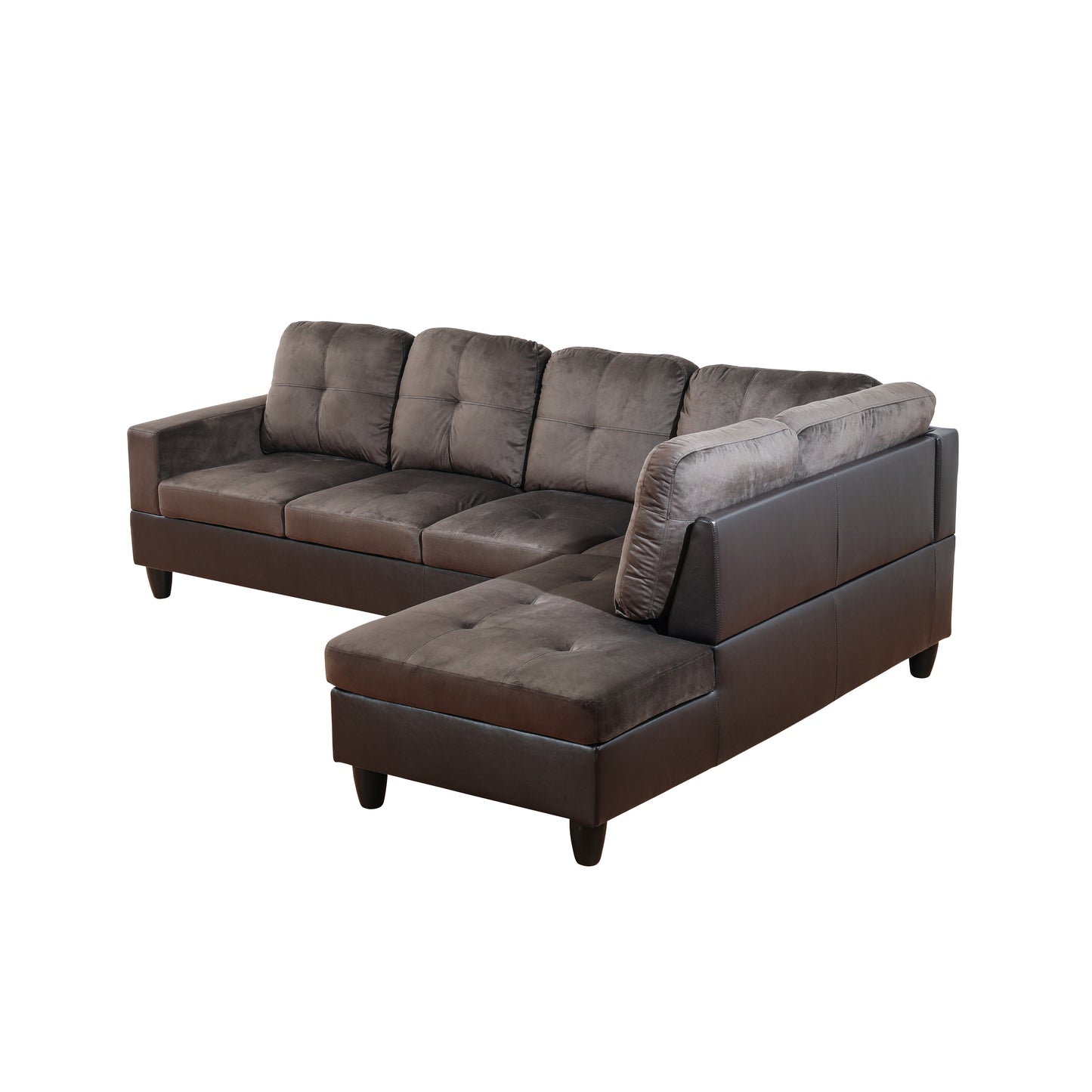 Dark Brown Flannel And PVC 3-Piece Couch Living Room Sofa Set