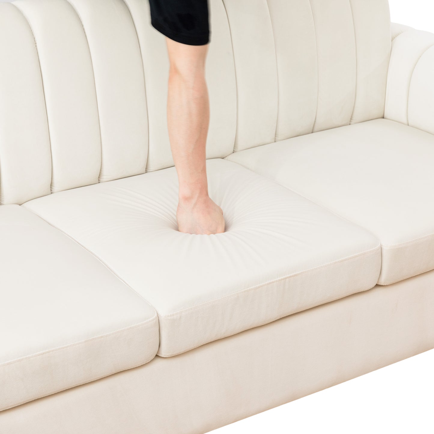 69.5" White Flannel 2-Piece Living Room Sofa Set