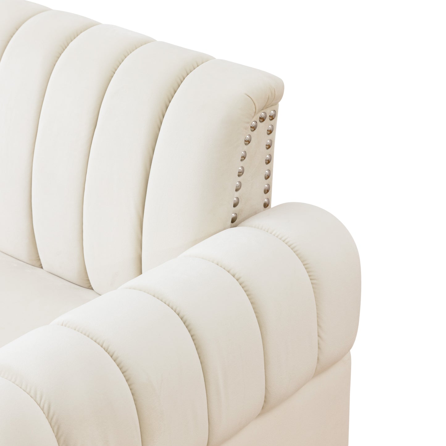 69.5" White Flannel 2-Piece Living Room Sofa Set