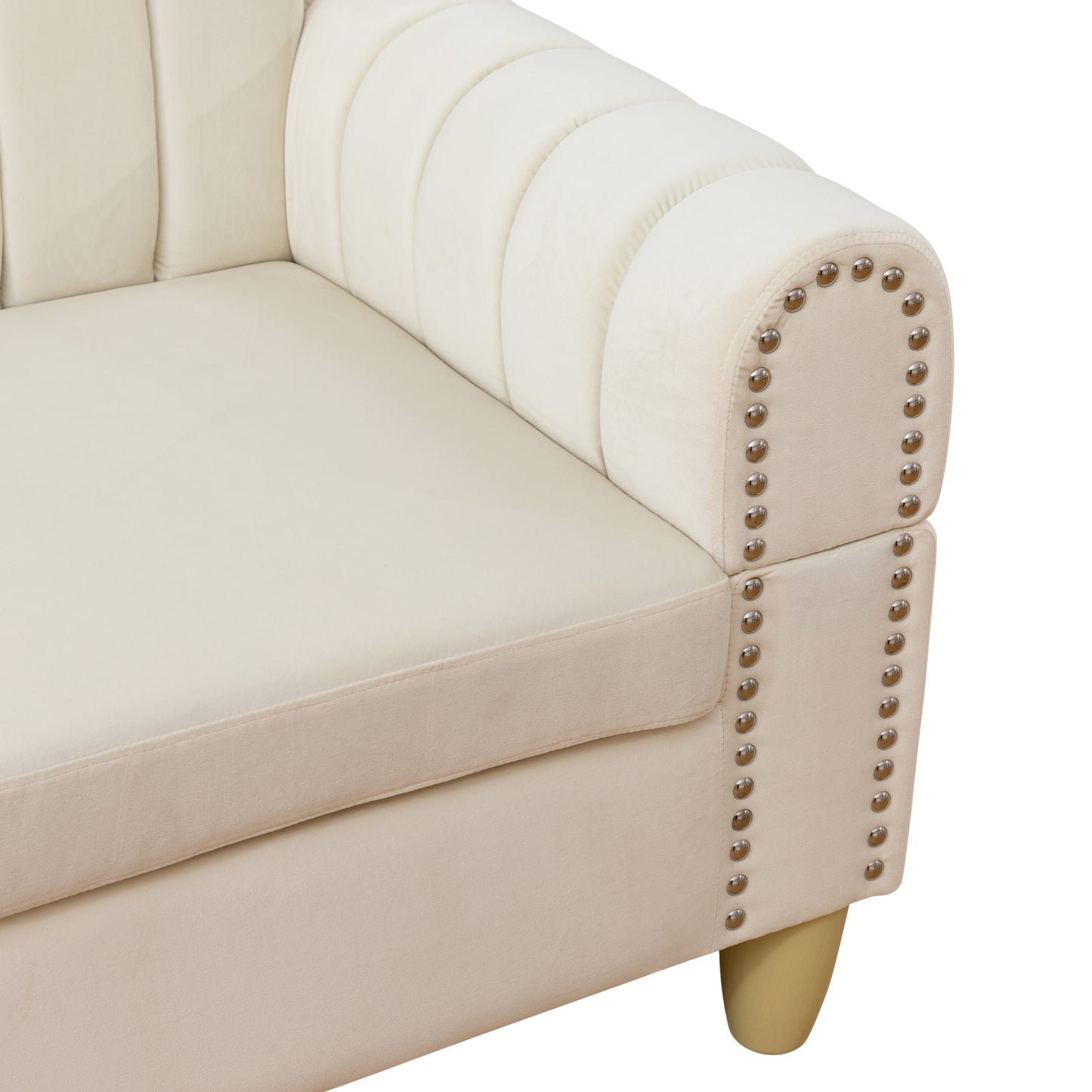 69.5" White Flannel 2-Piece Living Room Sofa Set