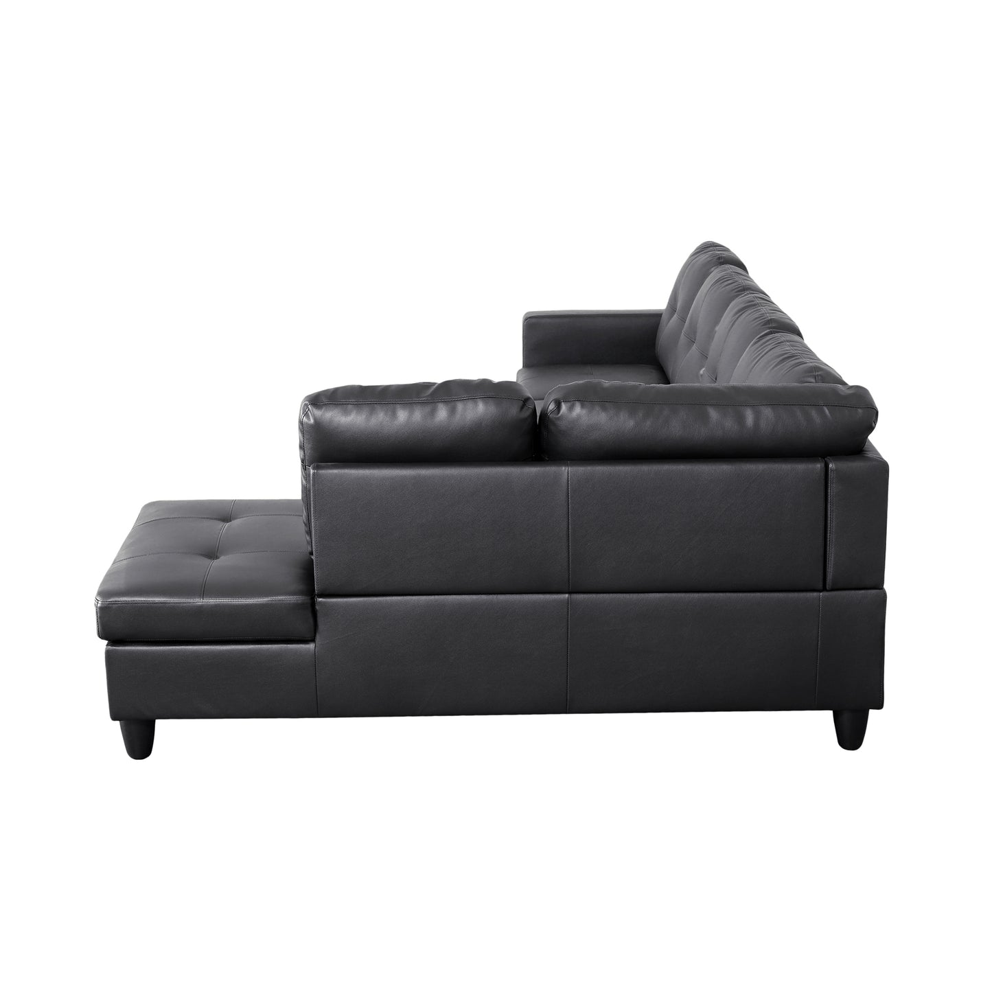Black Faux Leather 3-Piece Couch Living Room Sofa Set