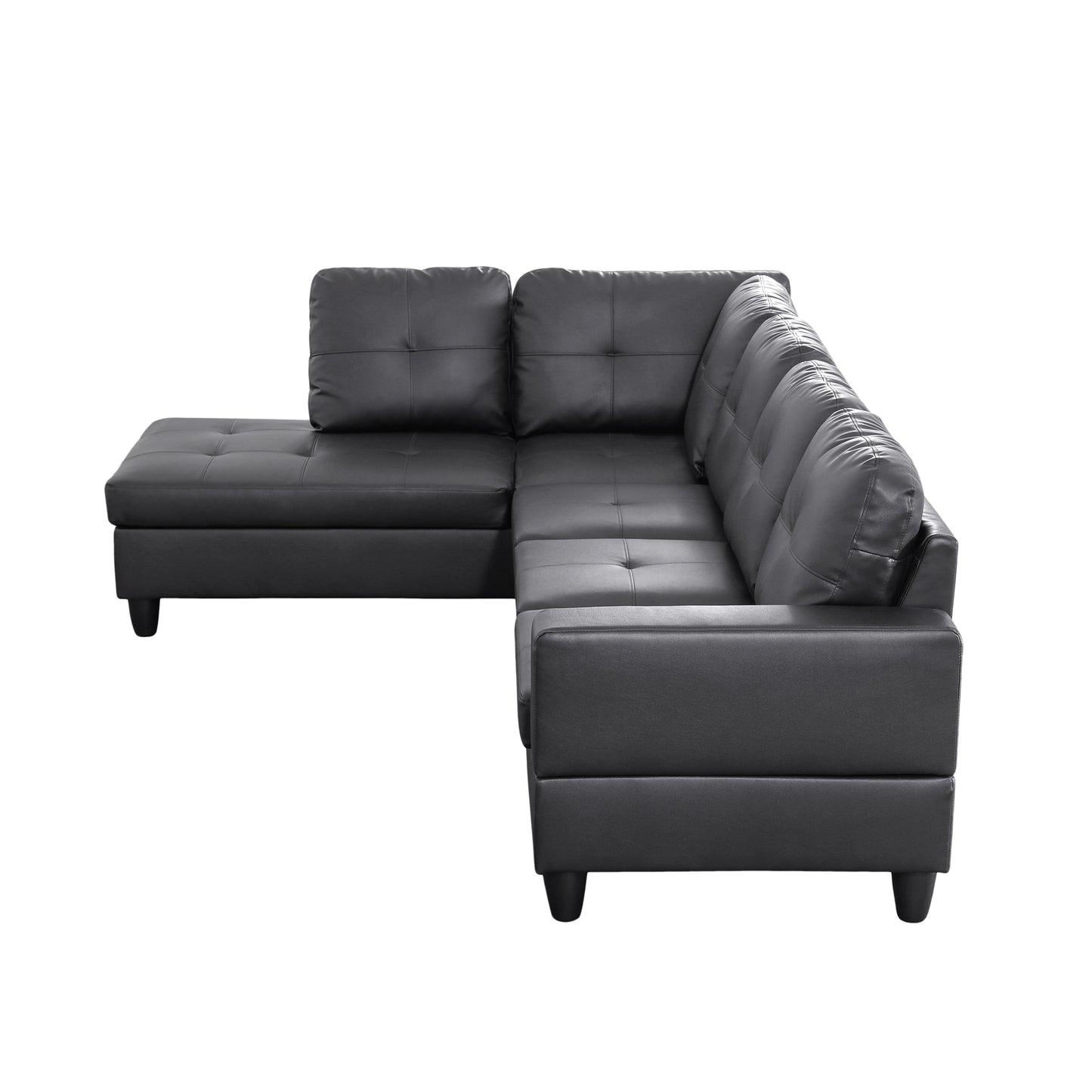 Black Faux Leather 3-Piece Sofa Living Room Sofa Set