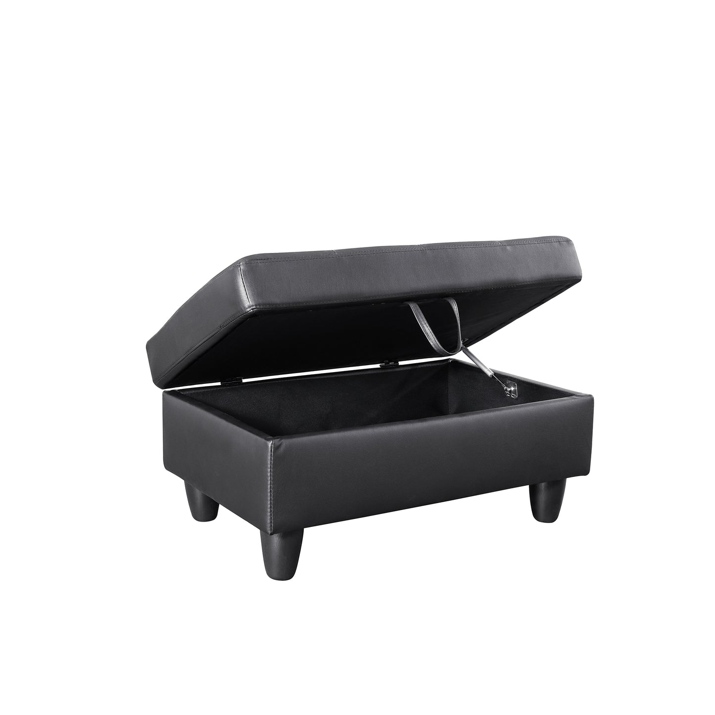 Black Faux Leather 3-Piece Couch Living Room Sofa Set