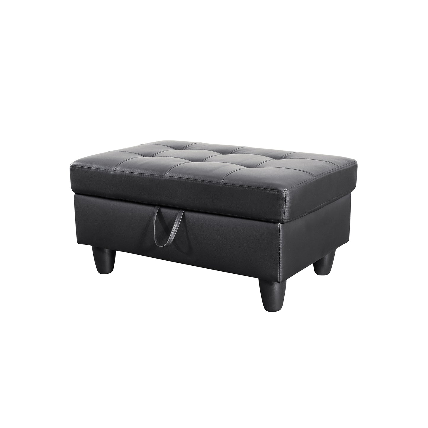 Black Faux Leather 3-Piece Sofa Living Room Sofa Set