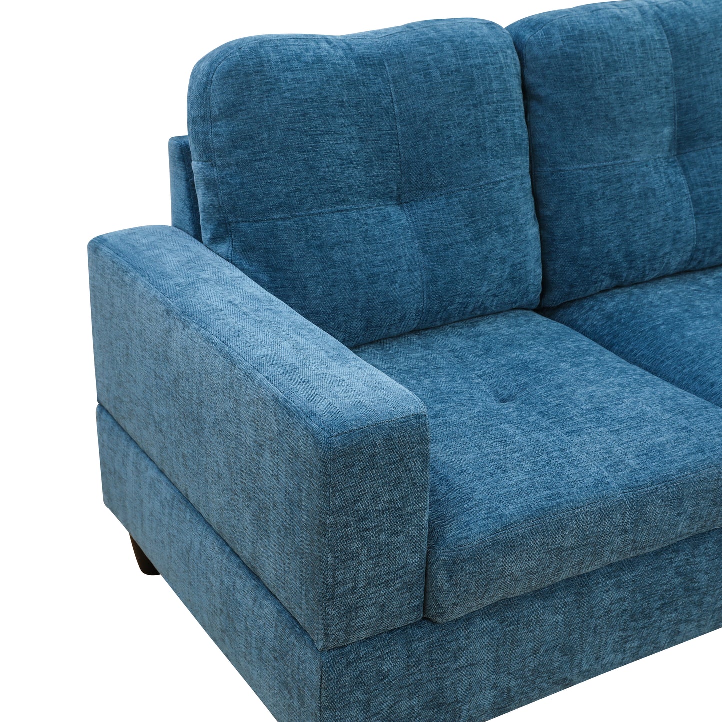Blue Flannel 3-Piece Couch Living Room Sofa Set