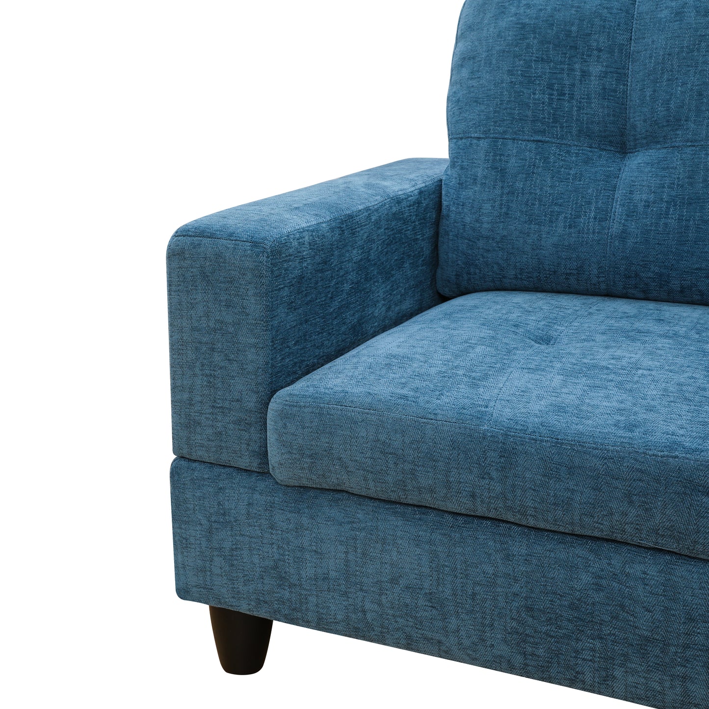 Blue Flannel 3-Piece Couch Living Room Sofa Set