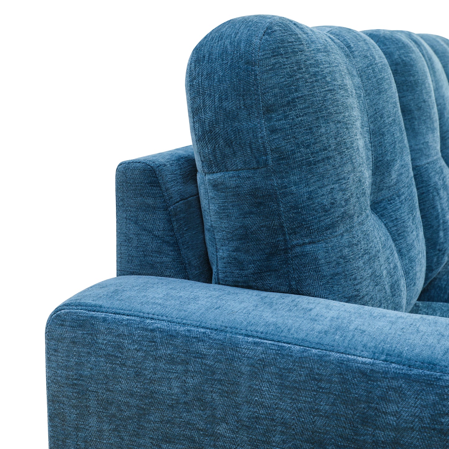 Blue Flannel 3-Piece Couch Living Room Sofa Set