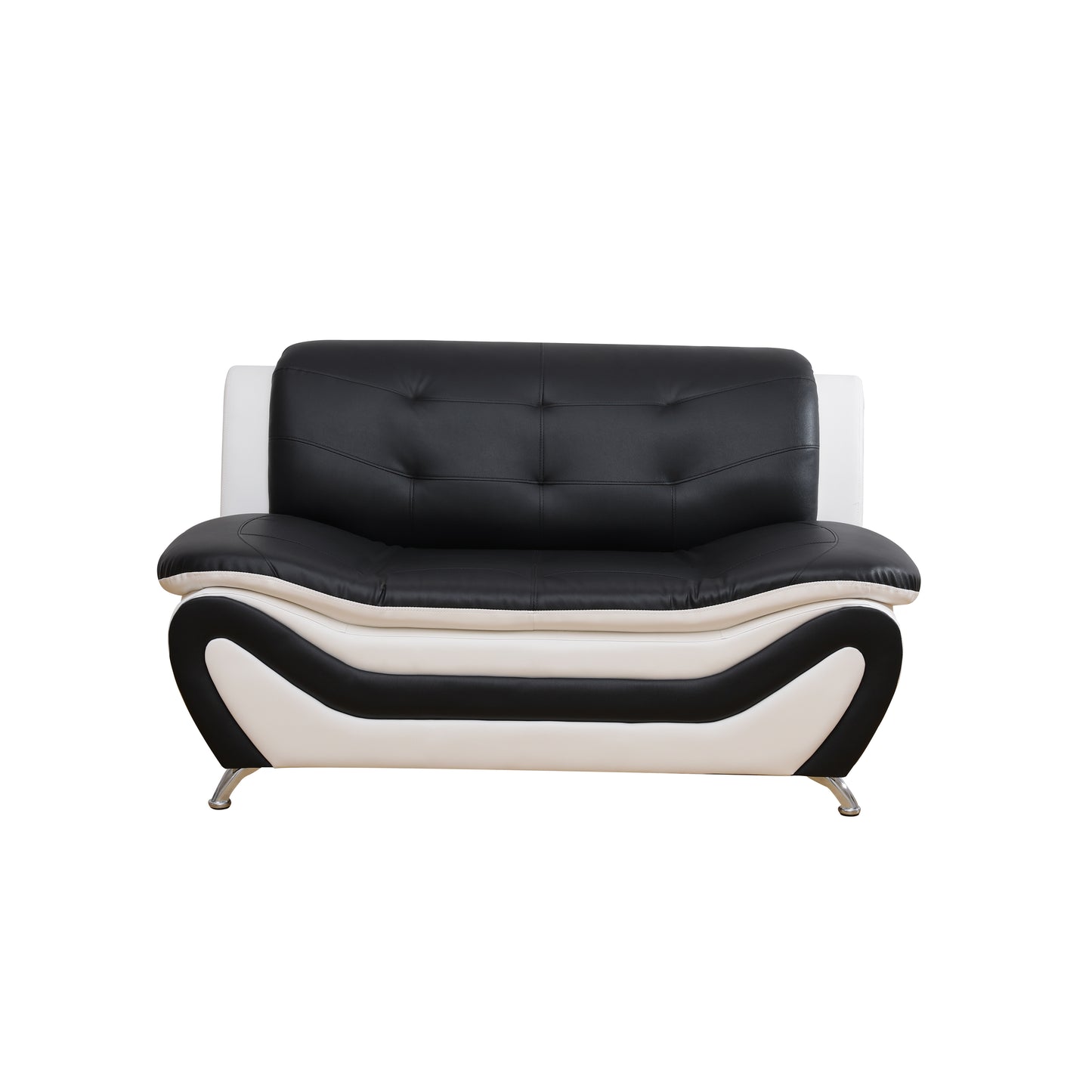 Black & White Faux leather 3-Piece Couch Living Room Sofa Set
