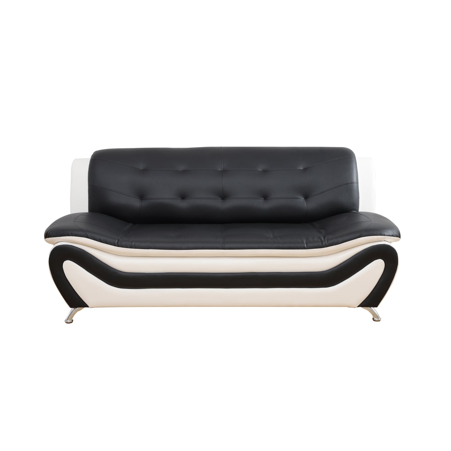 Black & White Faux leather 3-Piece Couch Living Room Sofa Set