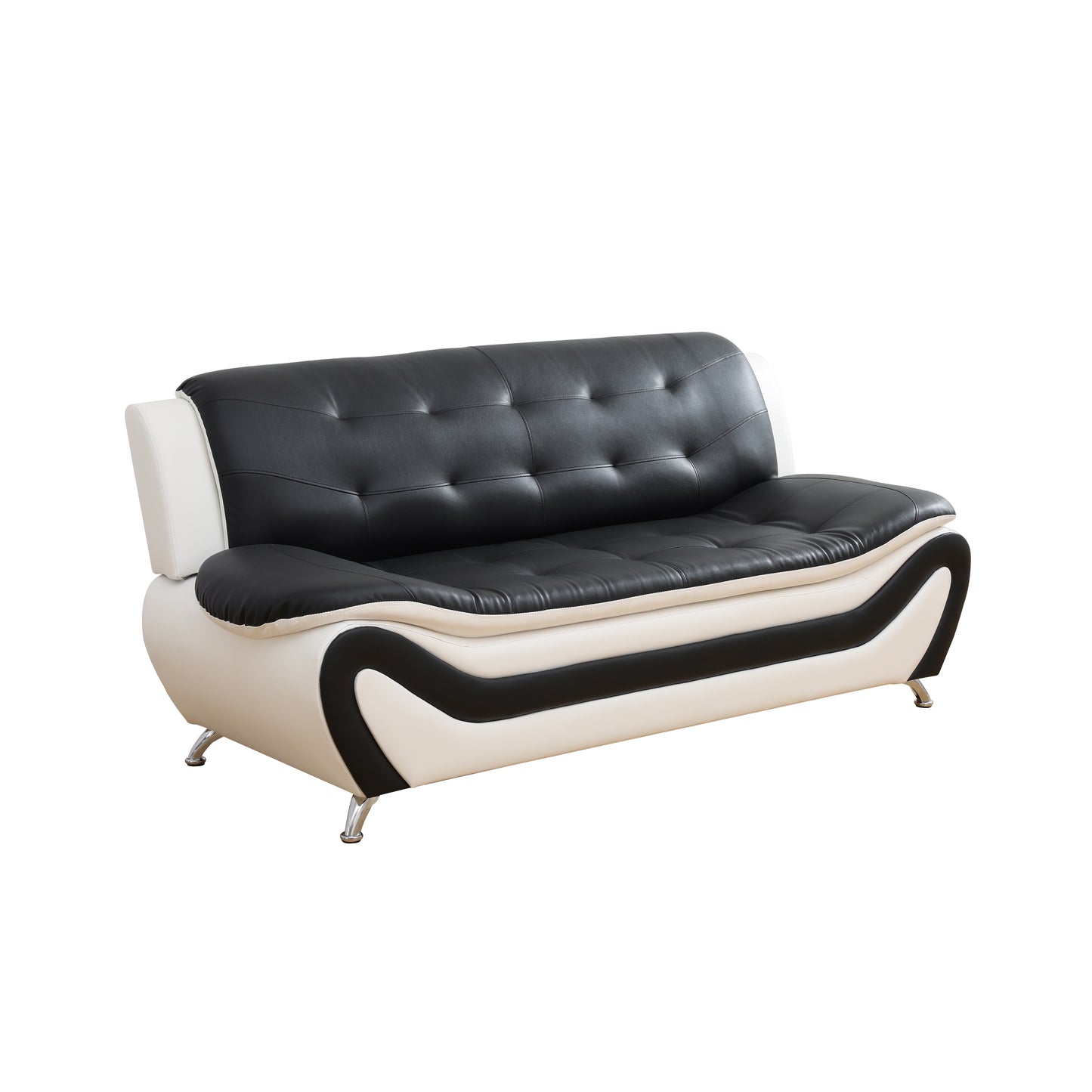 Black & White Faux leather 3-Piece Couch Living Room Sofa Set