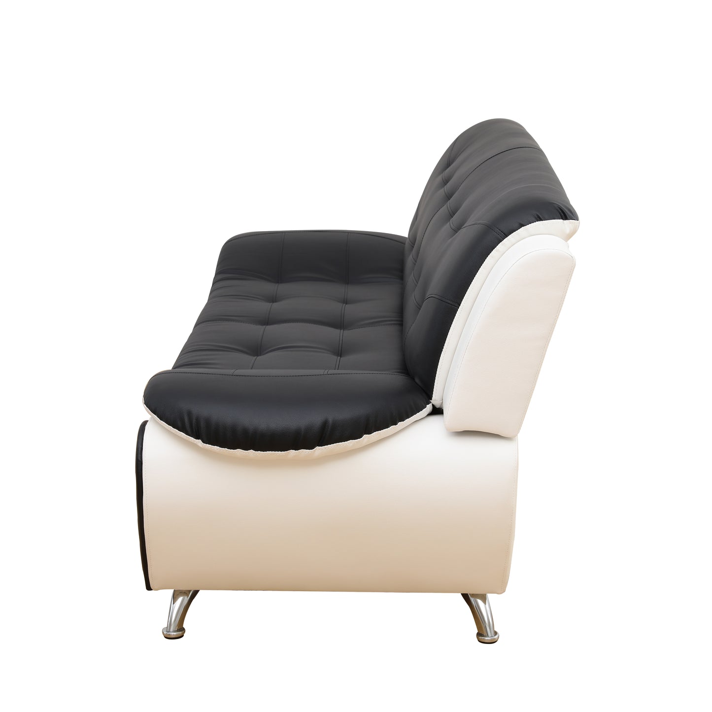 Black & White Faux leather 3-Piece Couch Living Room Sofa Set