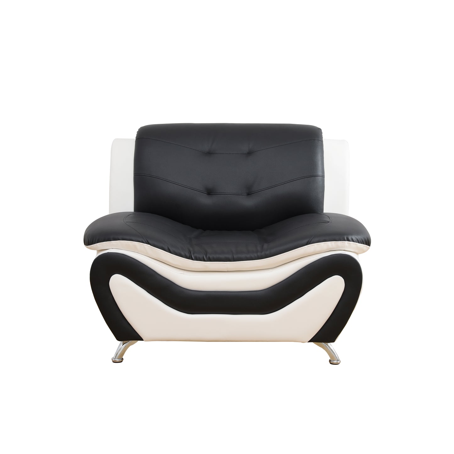 Black & White Faux leather 3-Piece Couch Living Room Sofa Set