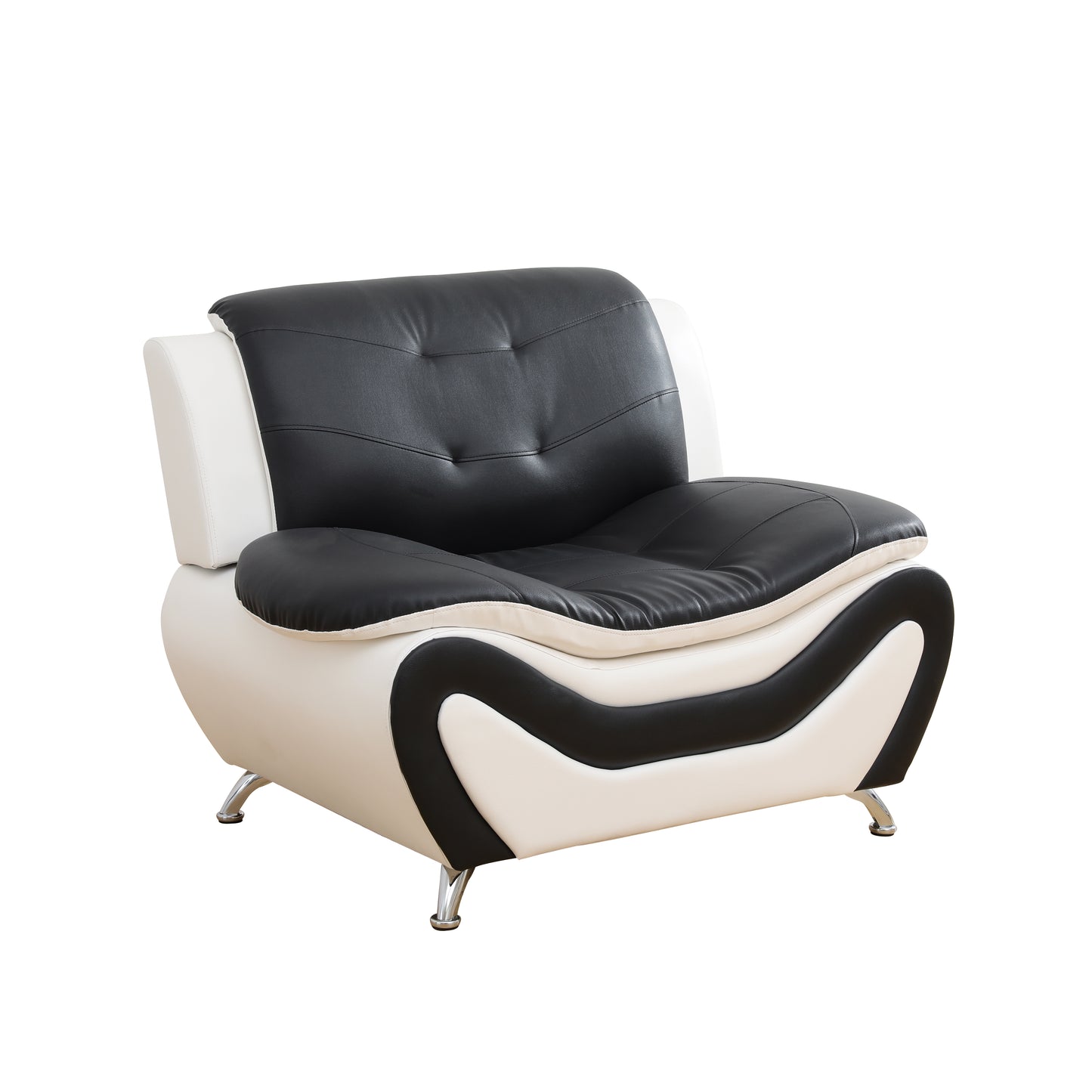 Black & White Faux leather 3-Piece Couch Living Room Sofa Set