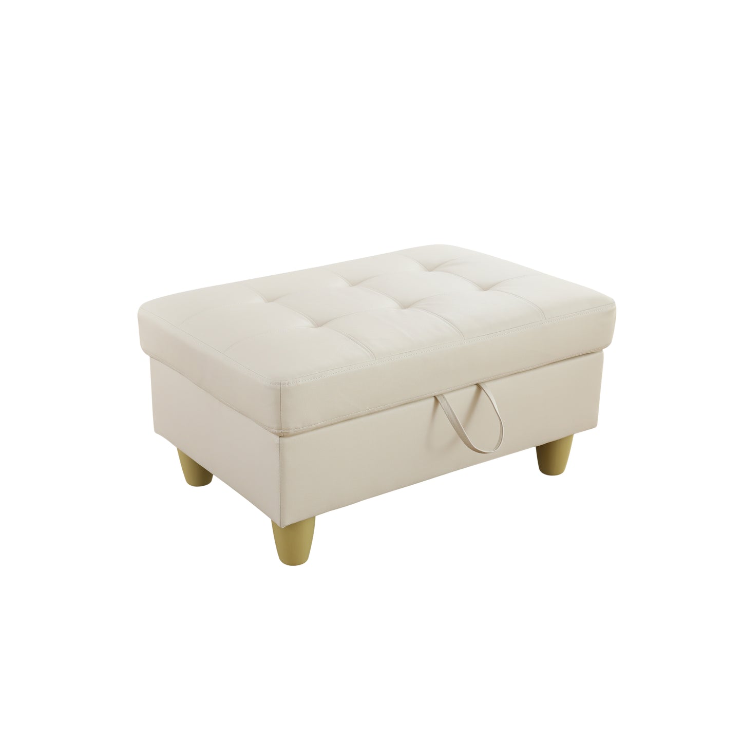 White Faux Leather Storage Ottoman