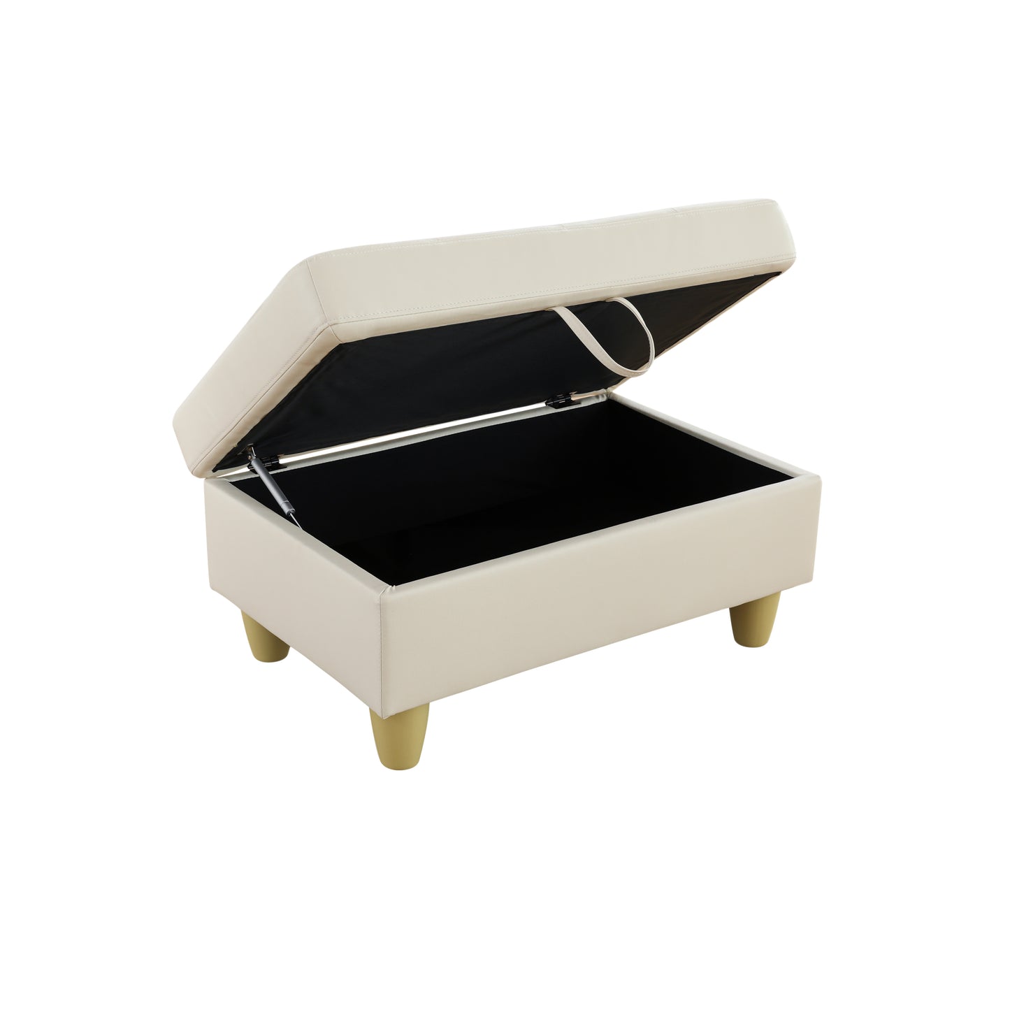 White Faux Leather Storage Ottoman