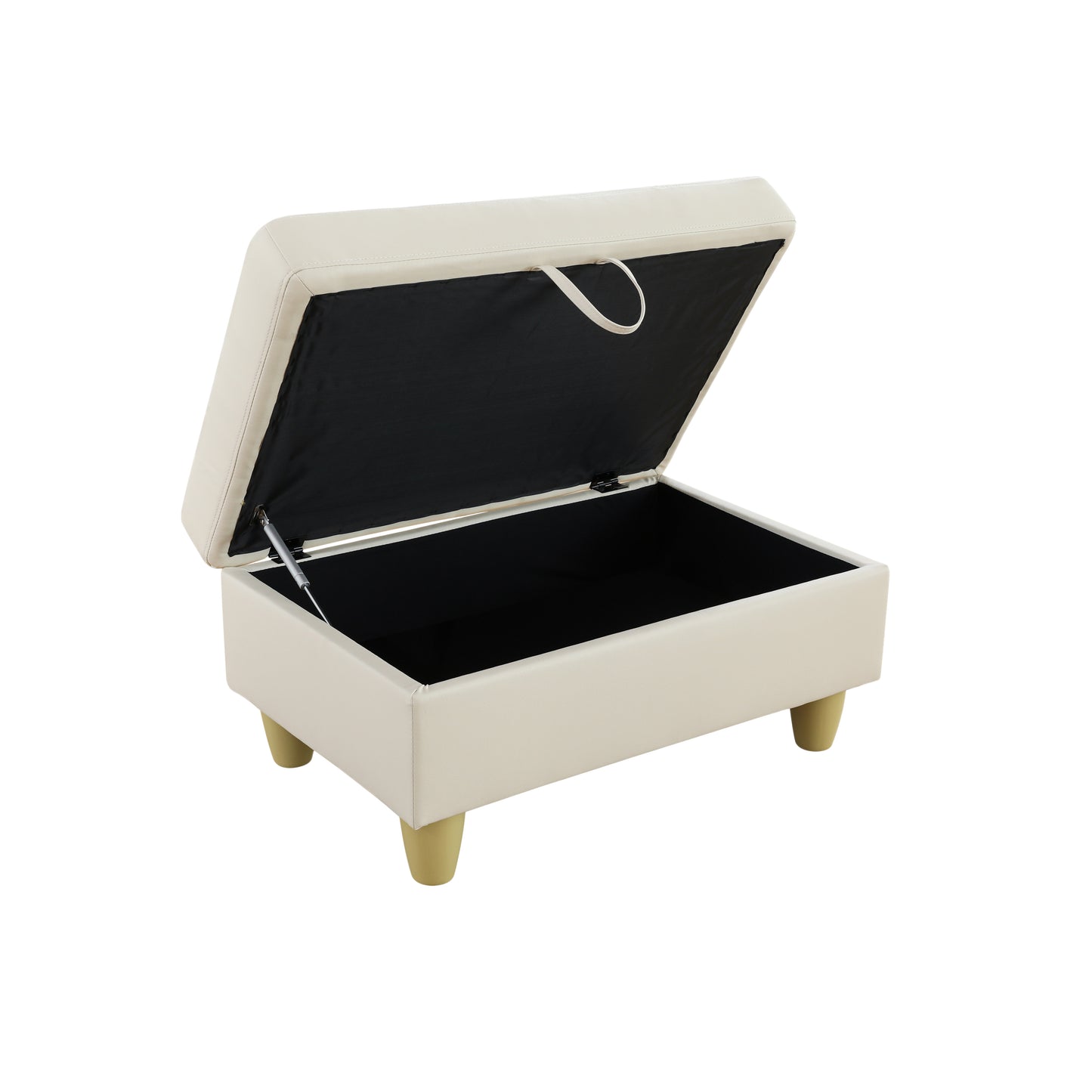 White Faux Leather Storage Ottoman