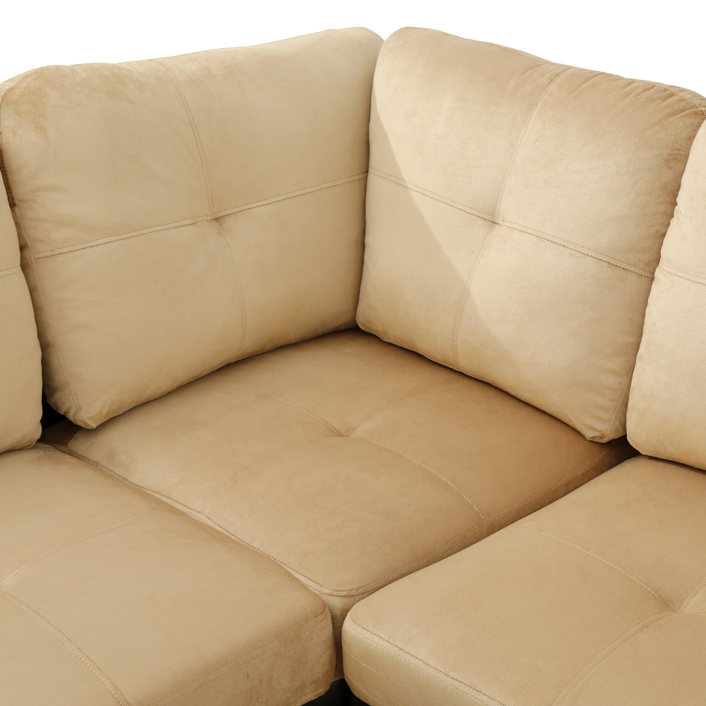 Beige and Brown Color Lint And PVC 3-Piece Couch Living Room Sofa Set