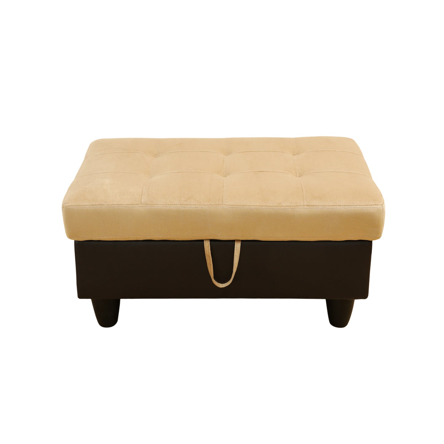 Beige and Brown Color Lint And PVC 3-Piece Couch Living Room Sofa Set