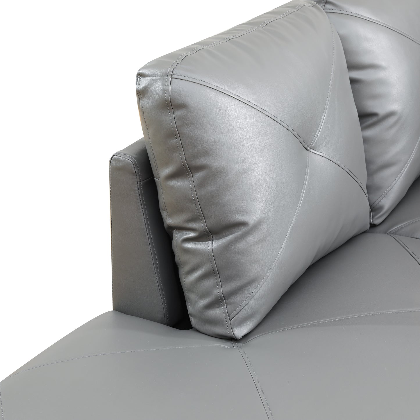 Dark Grey Faux Leather 3-Piece Couch Living Room Sofa Set