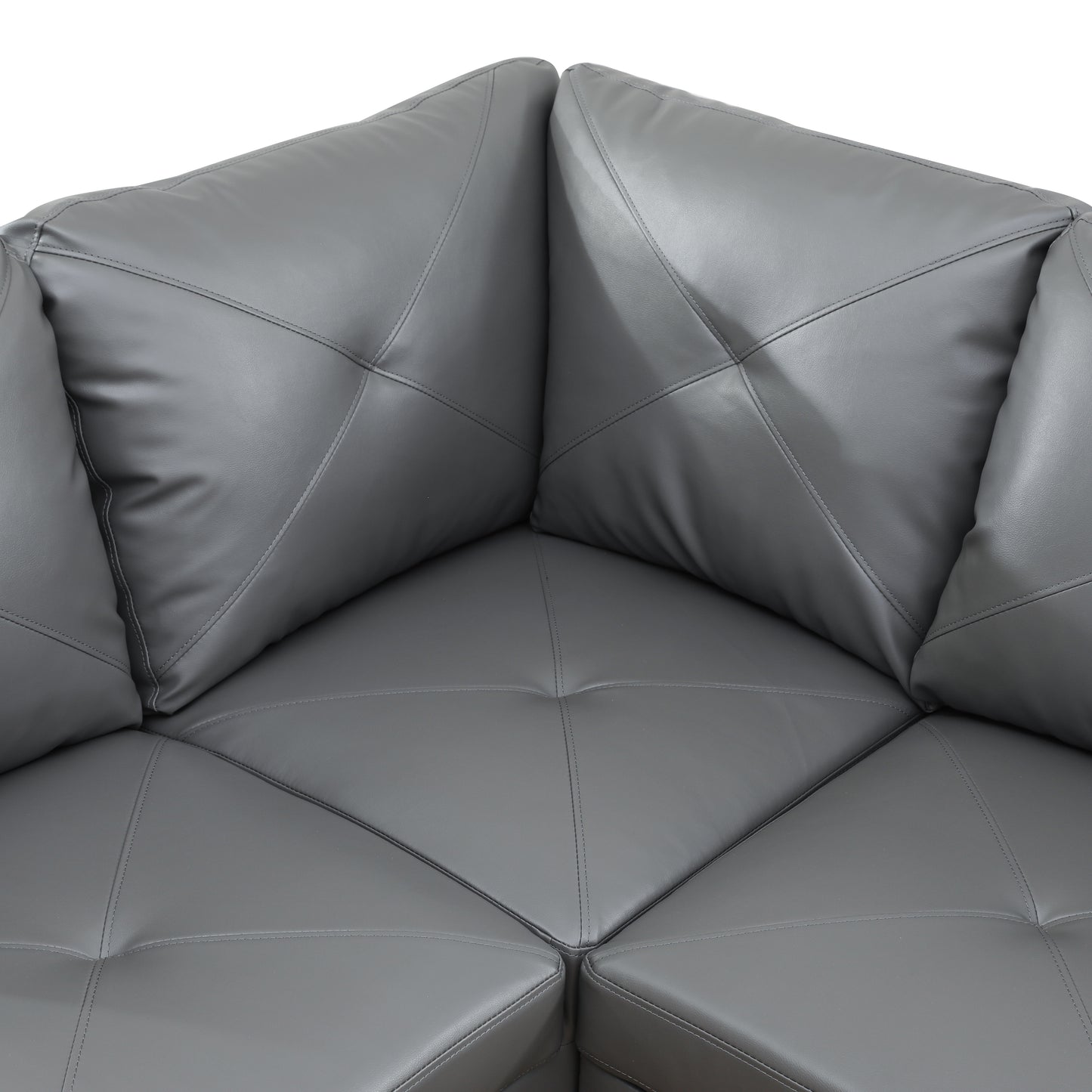 Dark Grey Faux Leather 3-Piece Couch Living Room Sofa Set
