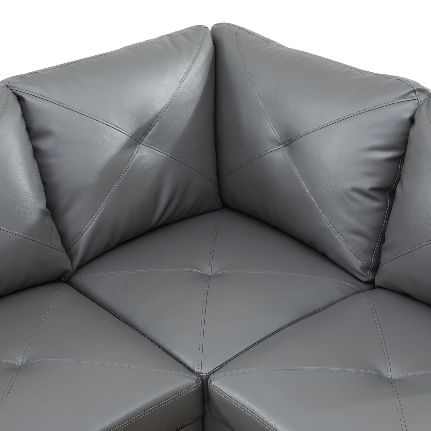 Dark Grey Faux Leather 3-Piece Couch Living Room Sofa Set