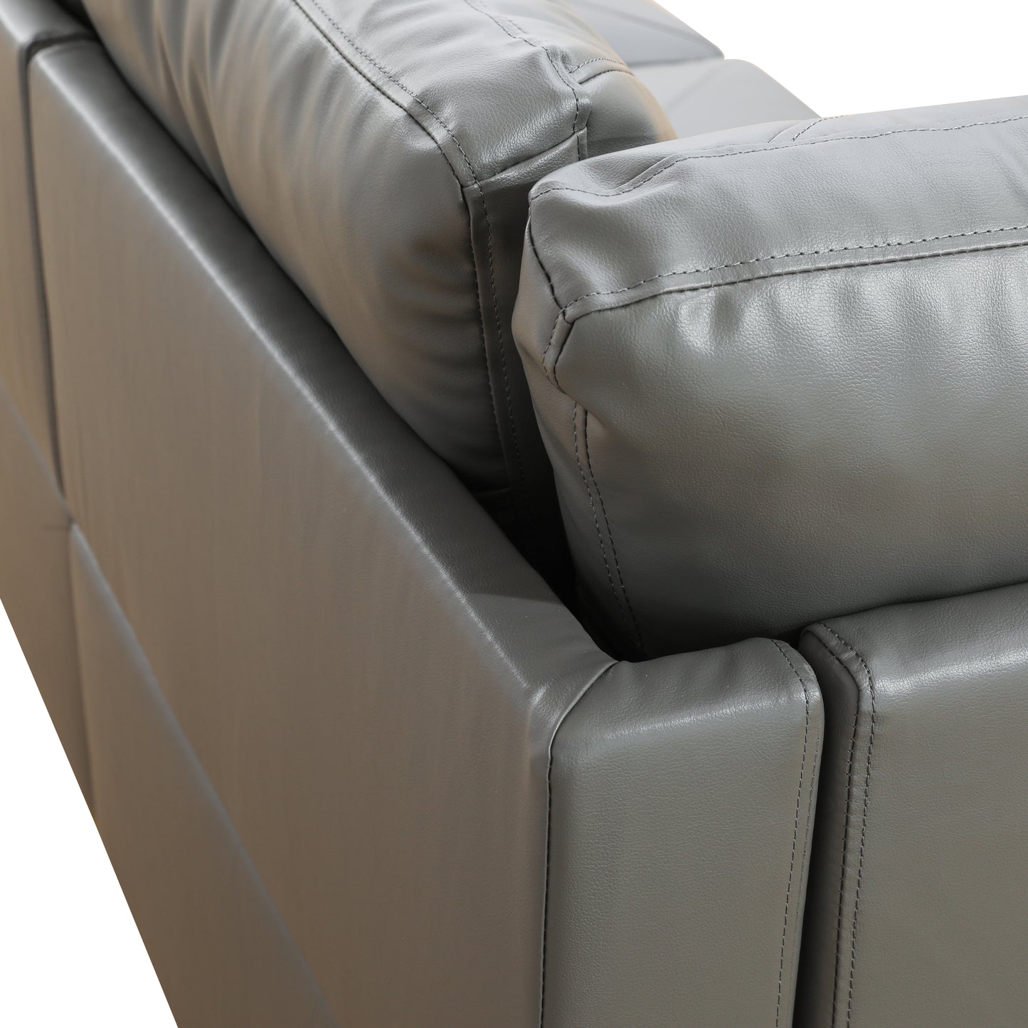 Dark Grey Faux Leather 3-Piece Couch Living Room Sofa Set