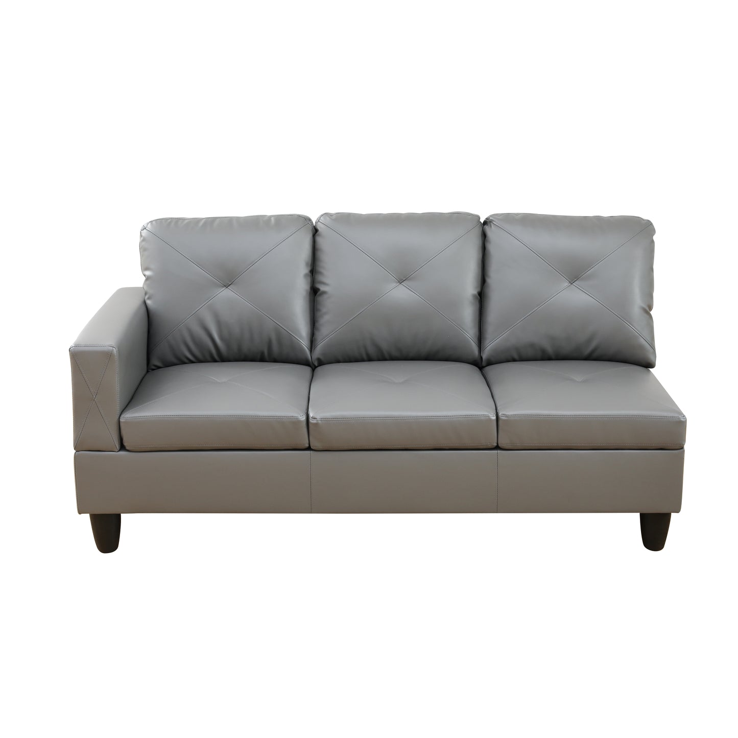 Dark Grey Faux Leather 3-Piece Couch Living Room Sofa Set