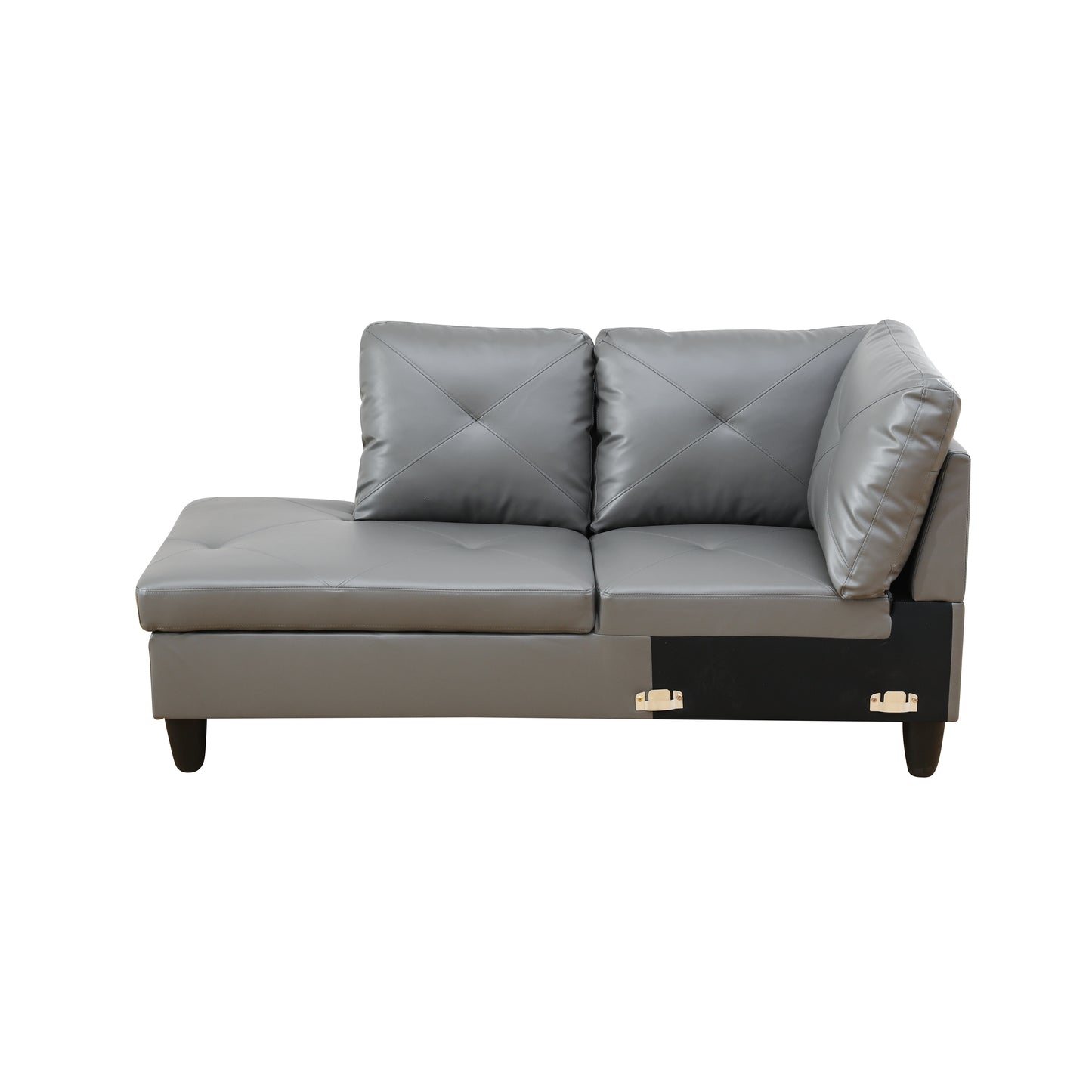 Dark Grey Faux Leather 3-Piece Couch Living Room Sofa Set