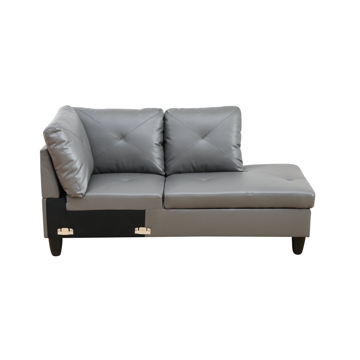 Dark Grey Faux Leather 3-Piece Couch Living Room Sofa Set