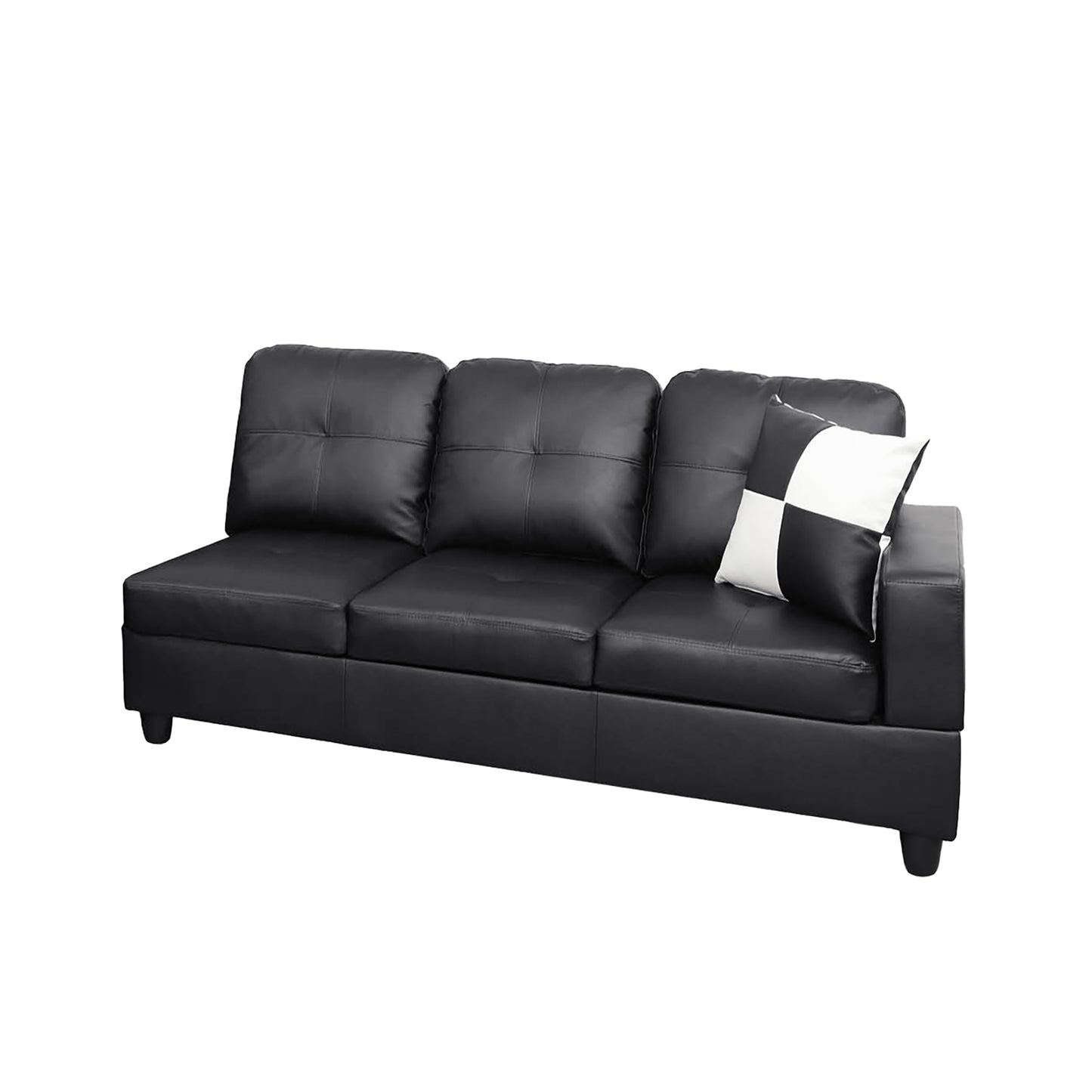 Black Faux Leather 3-Piece Sofa Living Room Sofa Set