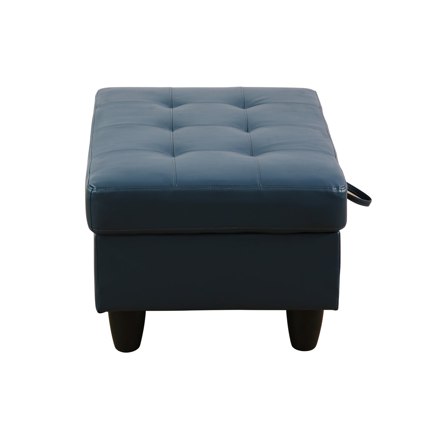 Peacock Blue Semi PU Synthetic Leather Storage Ottoman