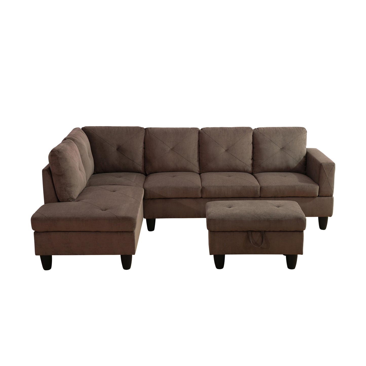 Brown Sackcloth Fabric 3-Piece Living Room Sofa Set