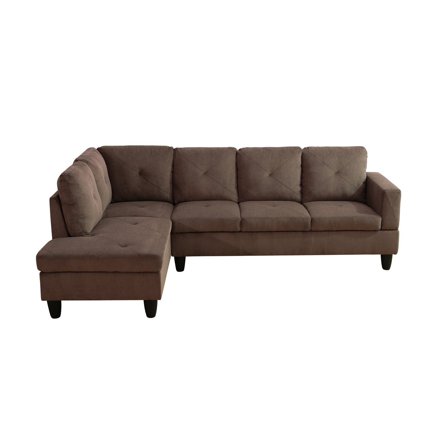 Brown Sackcloth Fabric 3-Piece Living Room Sofa Set