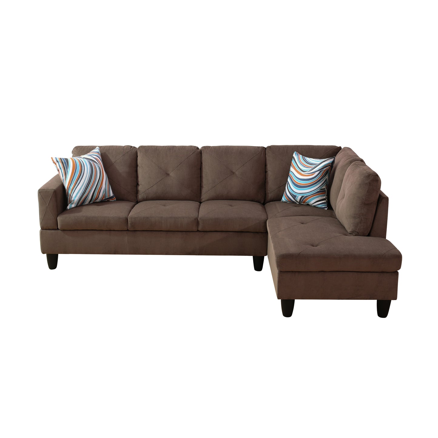 F09809B-Brown Sackcloth Fabric 3-Piece Living Room Sofa Set