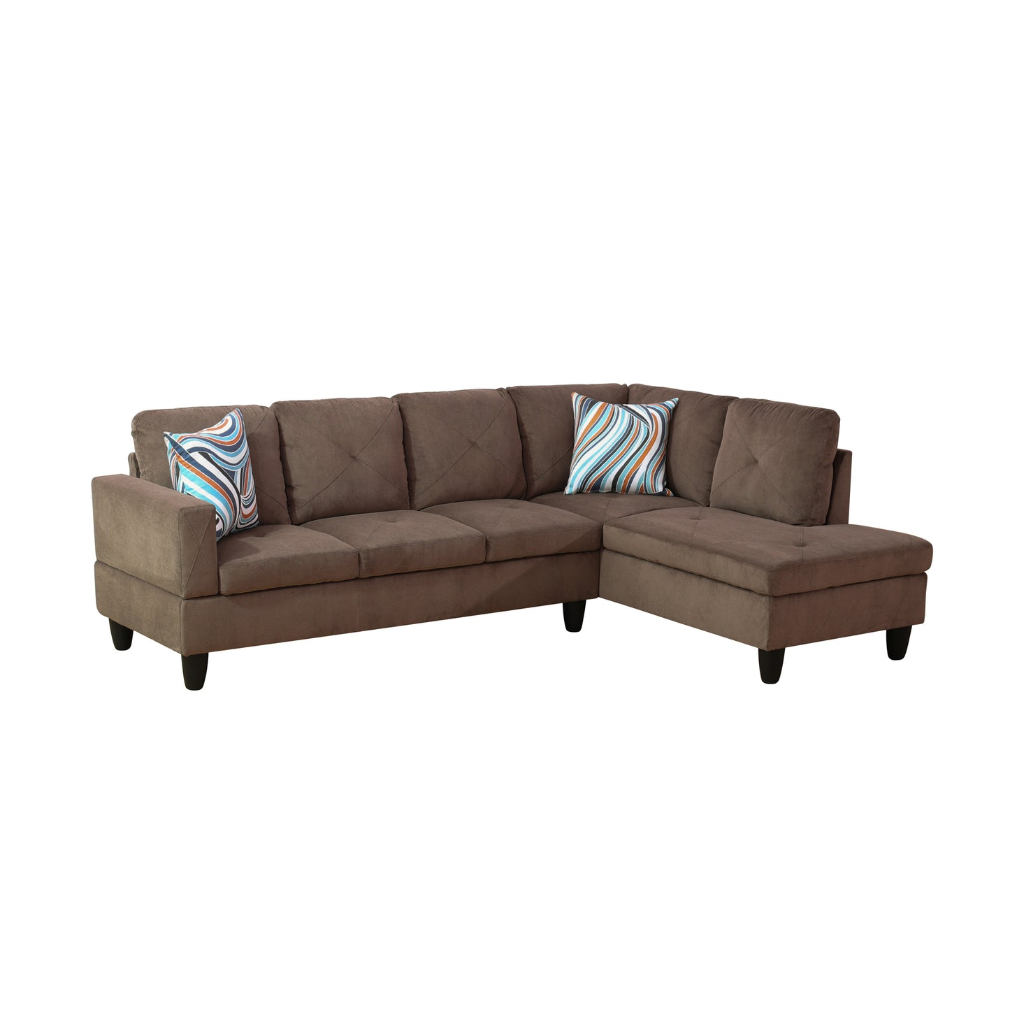 F09809B-Brown Sackcloth Fabric 3-Piece Living Room Sofa Set