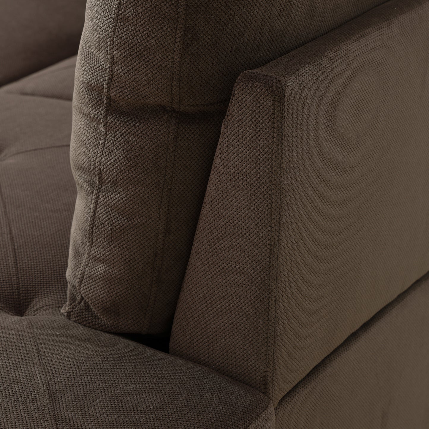 F09809B-Brown Sackcloth Fabric 3-Piece Living Room Sofa Set
