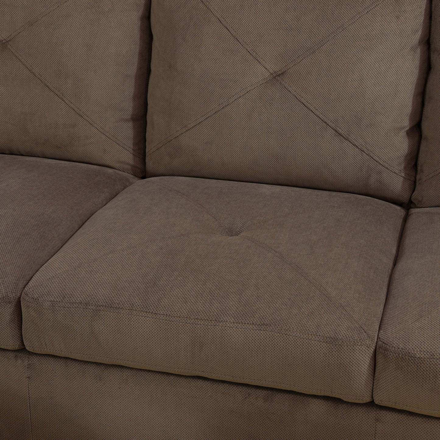 Brown Sackcloth Fabric 3-Piece Living Room Sofa Set