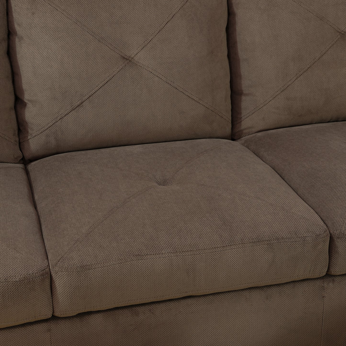 F09809B-Brown Sackcloth Fabric 3-Piece Living Room Sofa Set