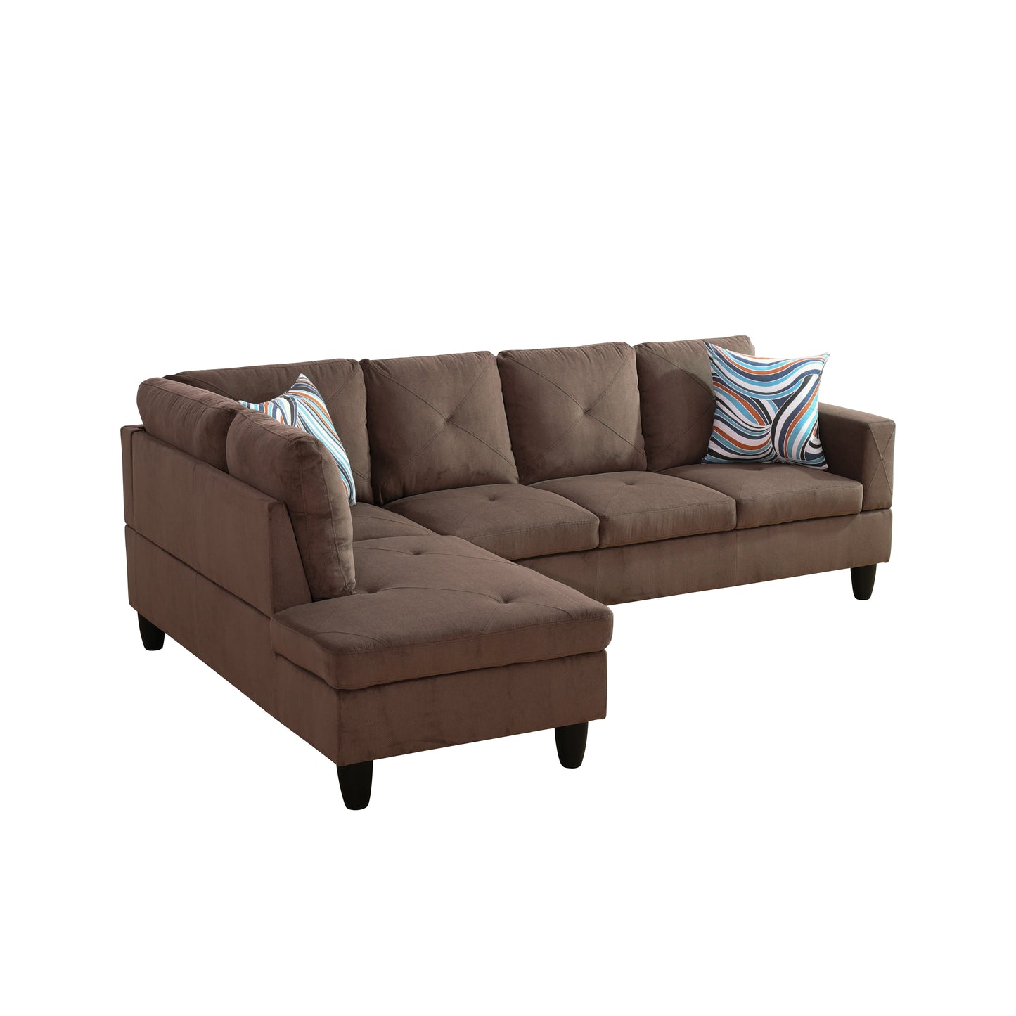 Brown Sackcloth Fabric 3-Piece Living Room Sofa Set