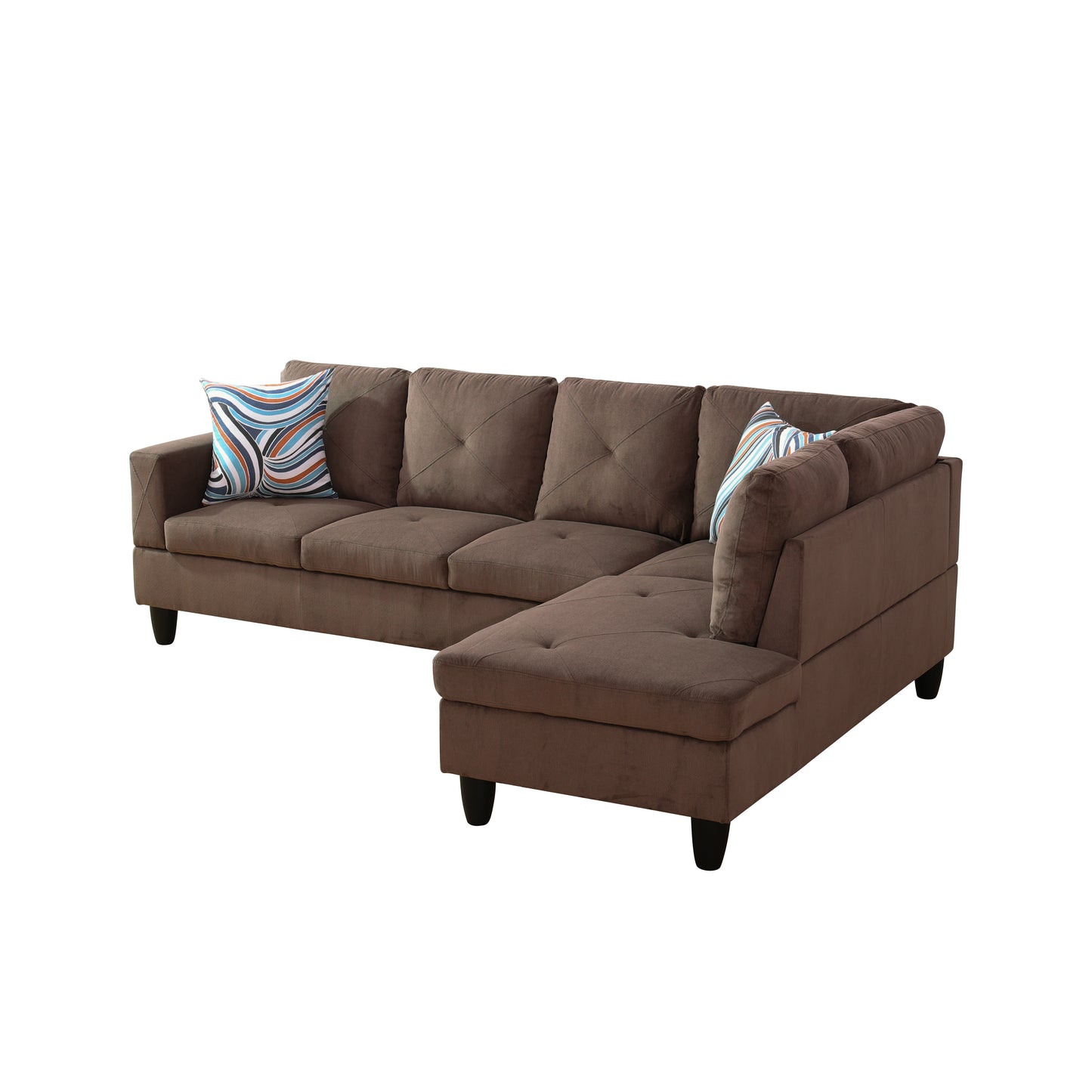 F09809B-Brown Sackcloth Fabric 3-Piece Living Room Sofa Set