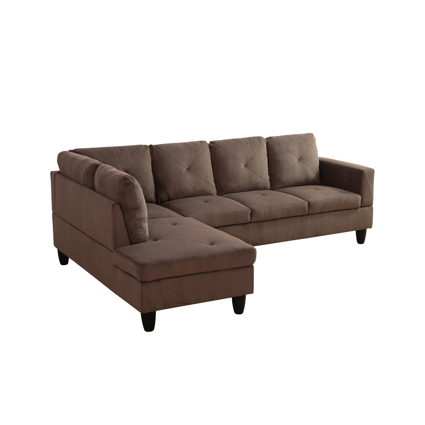 Brown Sackcloth Fabric 3-Piece Living Room Sofa Set