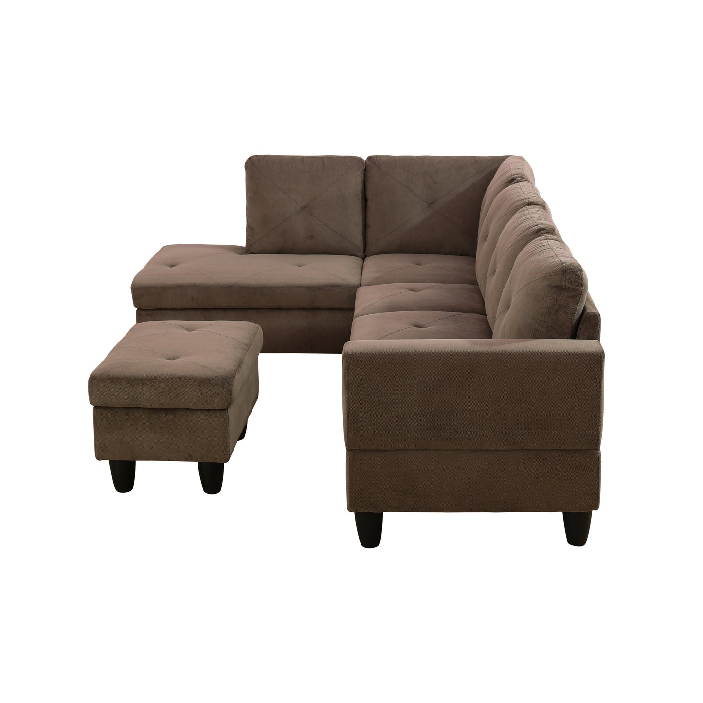 Brown Sackcloth Fabric 3-Piece Living Room Sofa Set