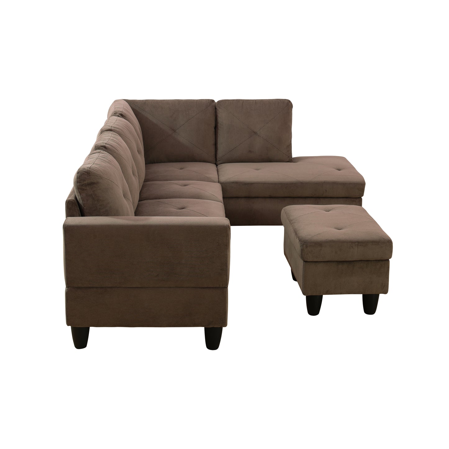 F09809B-Brown Sackcloth Fabric 3-Piece Living Room Sofa Set