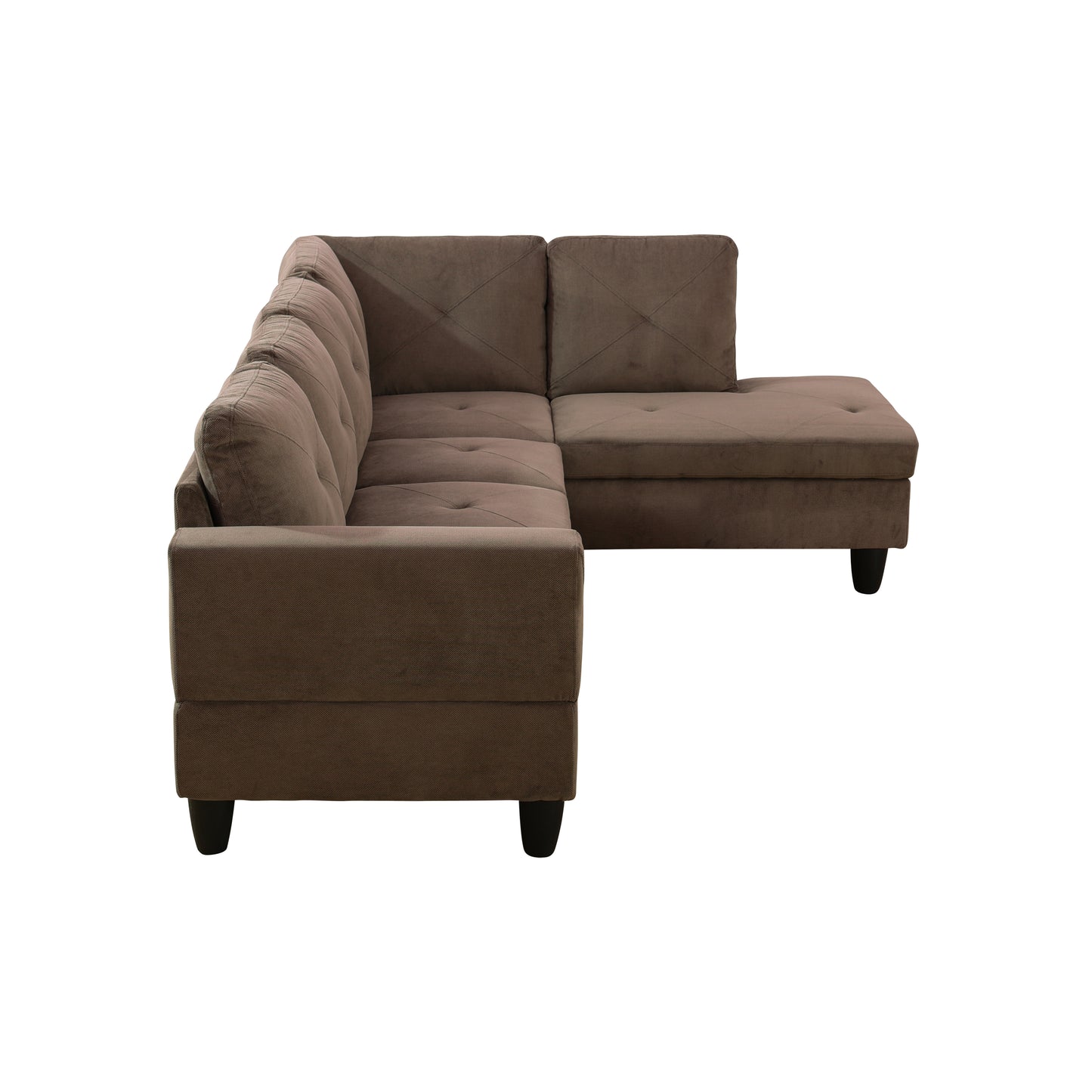 F09809B-Brown Sackcloth Fabric 3-Piece Living Room Sofa Set
