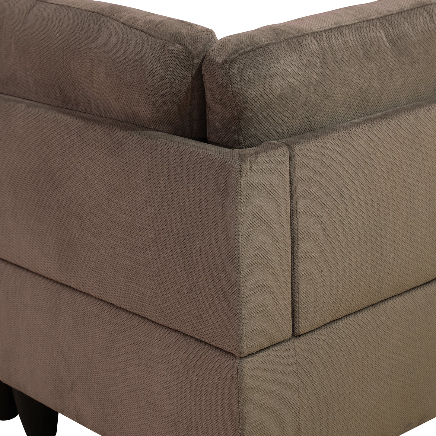 Brown Sackcloth Fabric 3-Piece Living Room Sofa Set