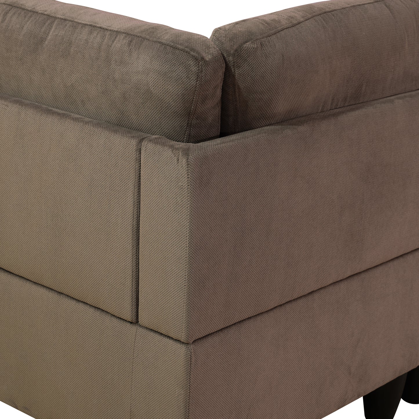 F09809B-Brown Sackcloth Fabric 3-Piece Living Room Sofa Set