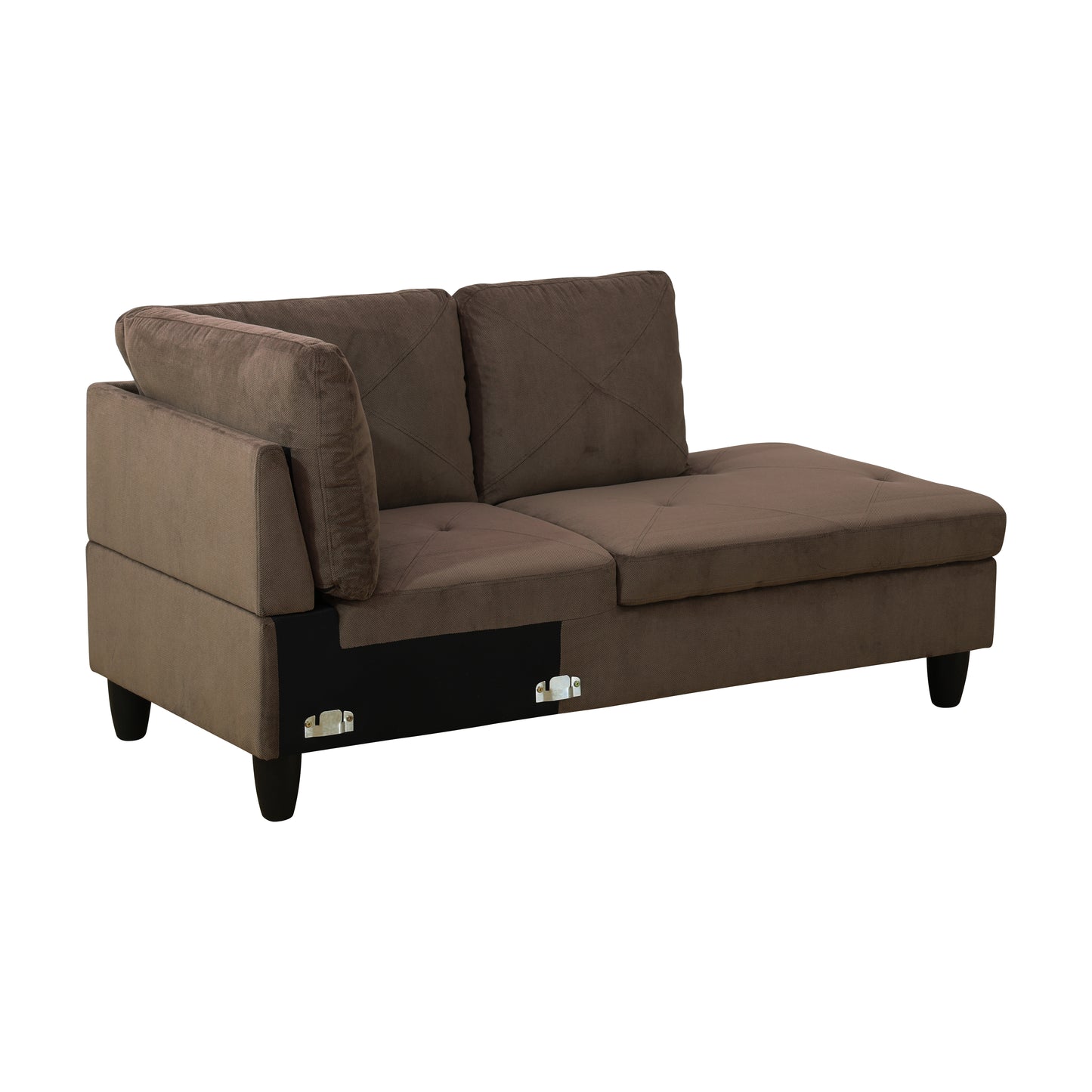 F09809B-Brown Sackcloth Fabric 3-Piece Living Room Sofa Set