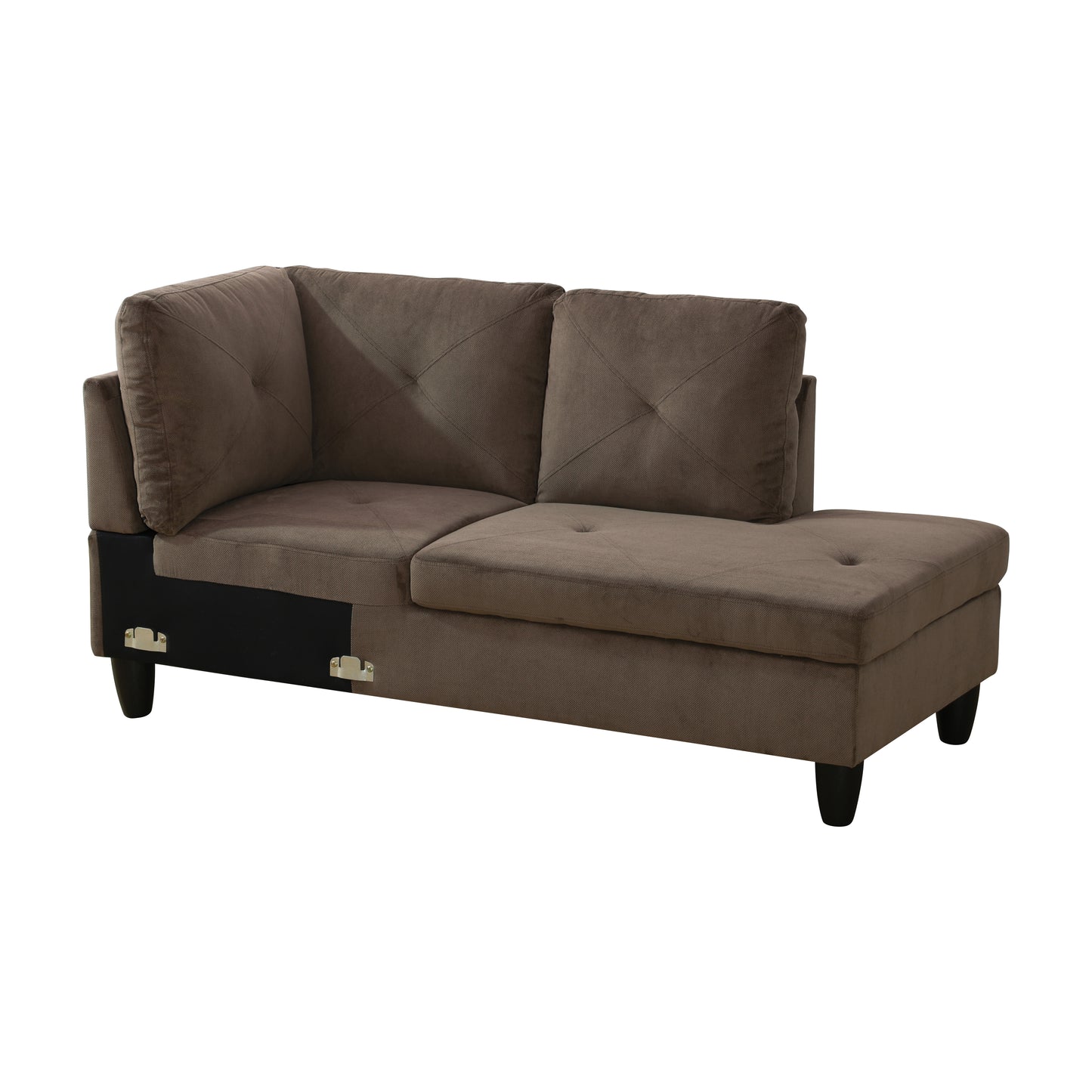 F09809B-Brown Sackcloth Fabric 3-Piece Living Room Sofa Set